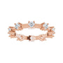 Sapphire Row Natural Diamond Knife-Edge Eternity Band - 14K Rose Gold, 4 (view 3)