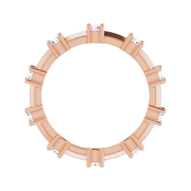 Sapphire Row Natural Diamond Knife-Edge Eternity Band - 14K Rose Gold, 5 (view 2)