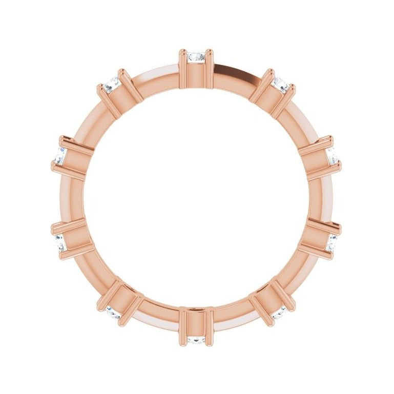 Sapphire Row Natural Diamond Knife-Edge Eternity Band - 14K Rose Gold, 6 (view 2)
