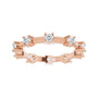 Sapphire Row Natural Diamond Knife-Edge Eternity Band - 14K Rose Gold, 6 (view 3)