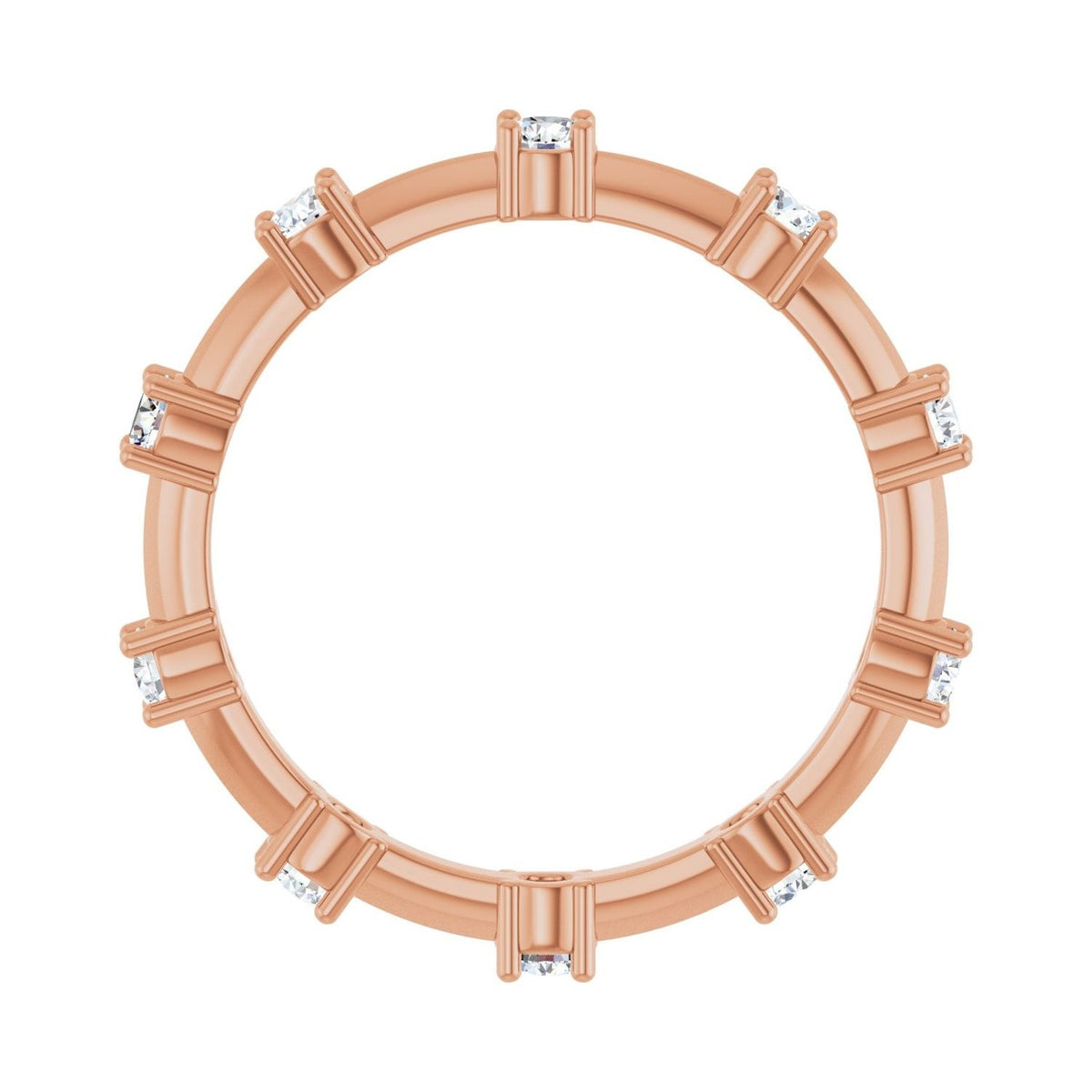 Sapphire Row Natural Diamond Knife-Edge Eternity Band - 14K Rose Gold, 7 (view 2)
