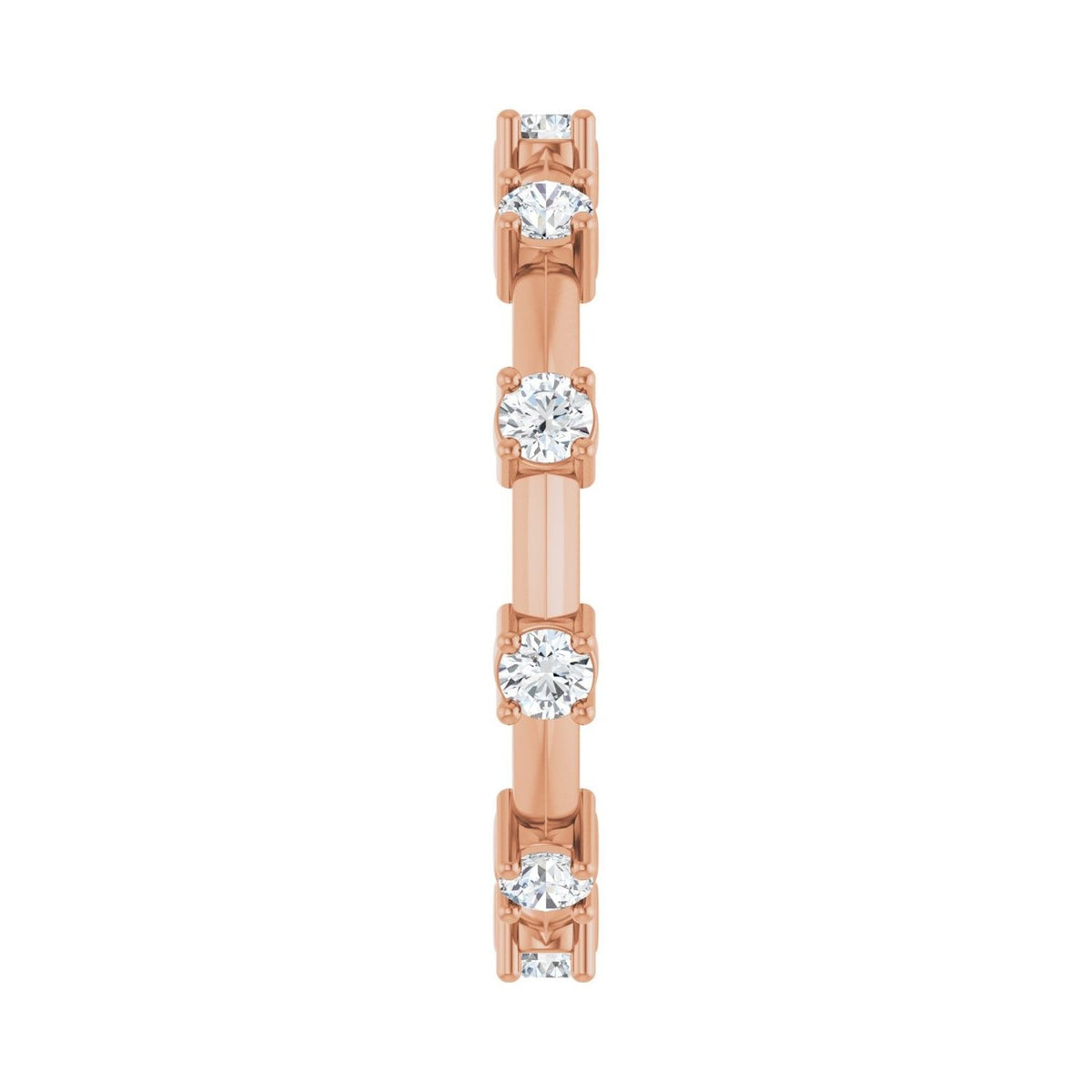 Sapphire Row Natural Diamond Knife-Edge Eternity Band - 14K Rose Gold, 7 (view 3)