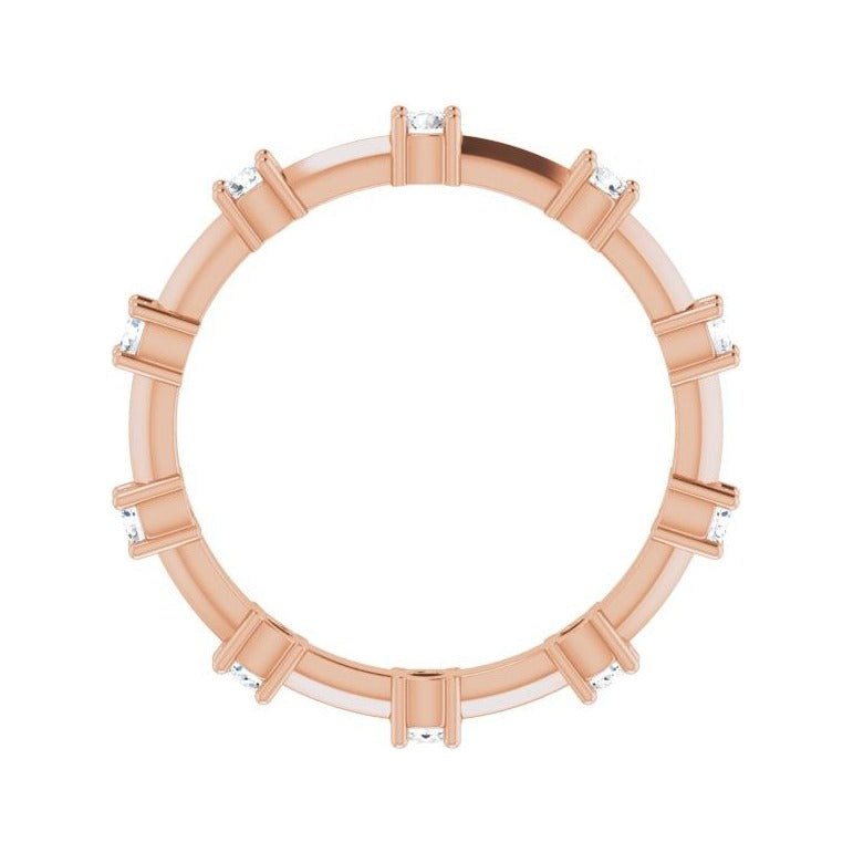 Sapphire Row Natural Diamond Knife-Edge Eternity Band - 14K Rose Gold, 8 (view 2)