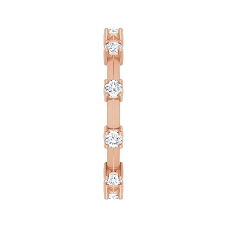 Sapphire Row Natural Diamond Knife-Edge Eternity Band - 14K Rose Gold, 8 (view 3)