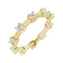 Sapphire Row Natural Diamond Knife-Edge Eternity Band - 14K Yellow Gold, 4.5