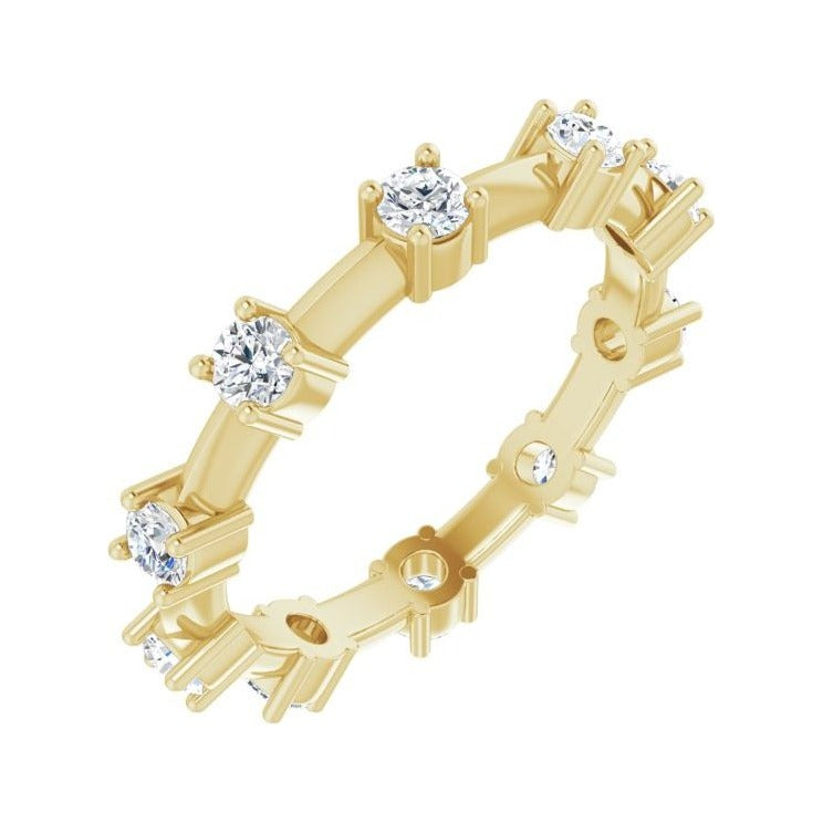 Sapphire Row Natural Diamond Knife-Edge Eternity Band - 14K Yellow Gold, 4.5