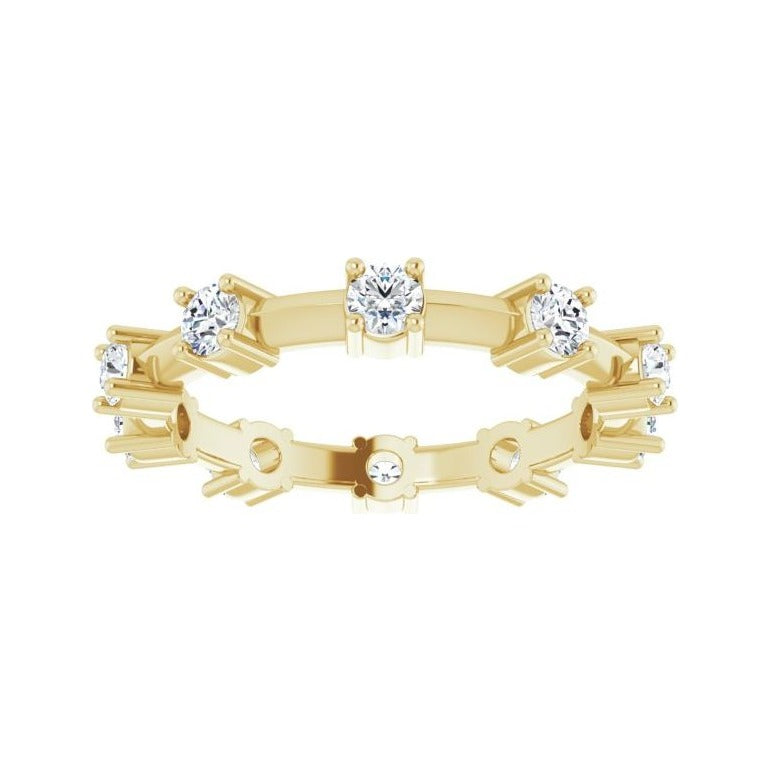 Sapphire Row Natural Diamond Knife-Edge Eternity Band - 14K Yellow Gold, 4.5 (view 3)