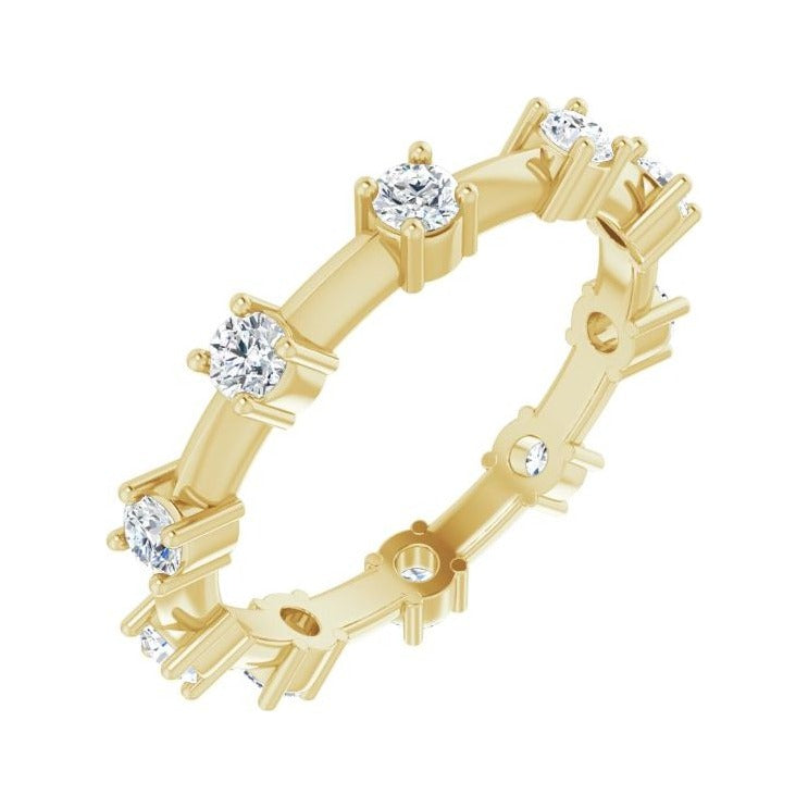 Sapphire Row Natural Diamond Knife-Edge Eternity Band - 14K Yellow Gold, 5.5