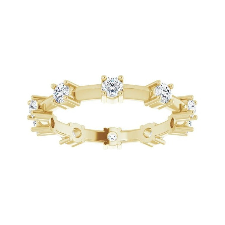 Sapphire Row Natural Diamond Knife-Edge Eternity Band - 14K Yellow Gold, 5.5 (view 3)