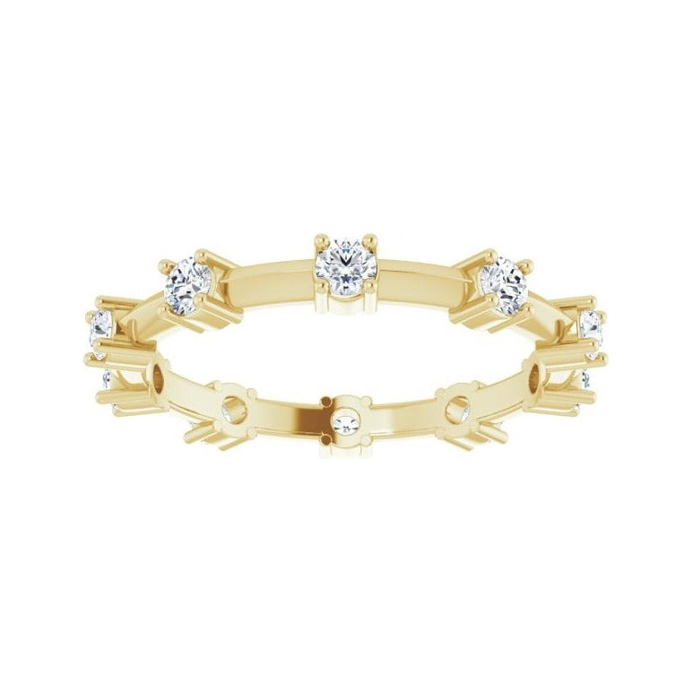 Sapphire Row Natural Diamond Knife-Edge Eternity Band - 14K Yellow Gold, 7.5 (view 3)