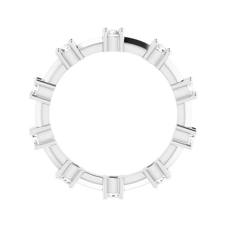 Sapphire Row Natural Diamond Knife-Edge Eternity Band - 14K White Gold, 4.5 (view 2)