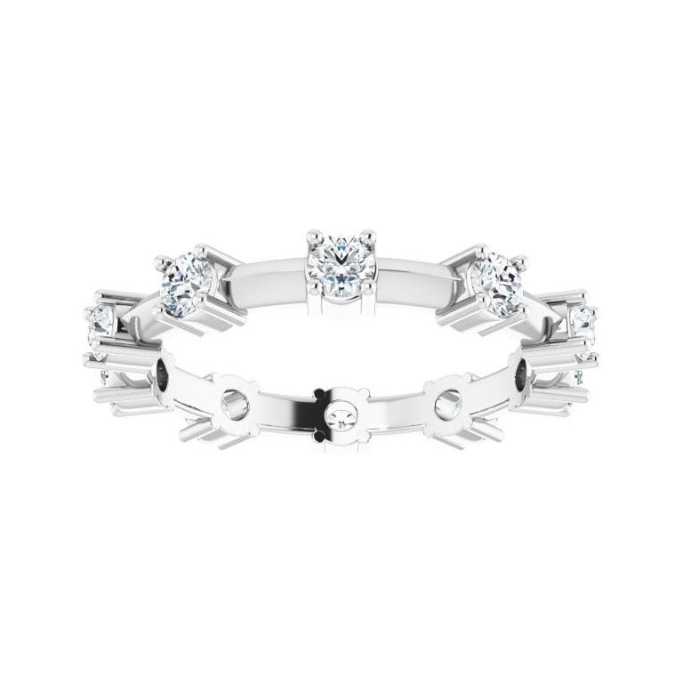 Sapphire Row Natural Diamond Knife-Edge Eternity Band - 14K White Gold, 4.5 (view 3)