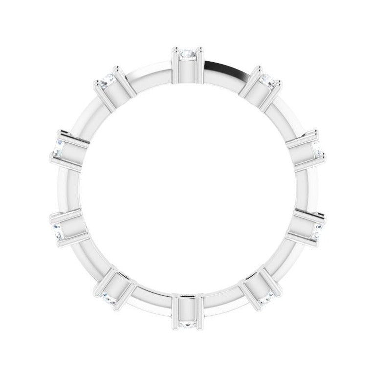 Sapphire Row Natural Diamond Knife-Edge Eternity Band - 14K White Gold, 6.5 (view 2)