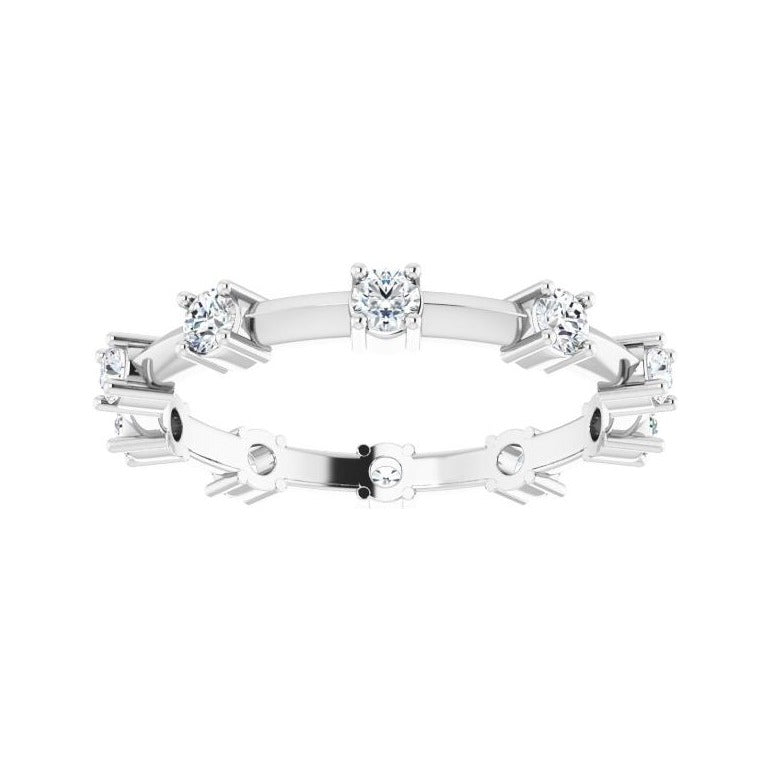 Sapphire Row Natural Diamond Knife-Edge Eternity Band - 14K White Gold, 7.5 (view 3)