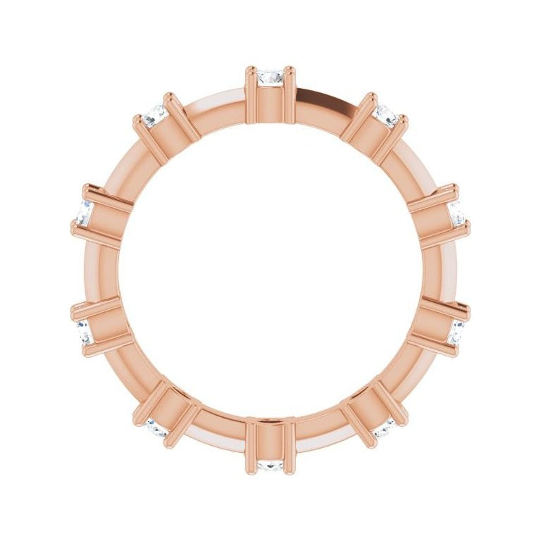 Sapphire Row Natural Diamond Knife-Edge Eternity Band - 14K Rose Gold, 4.5 (view 2)