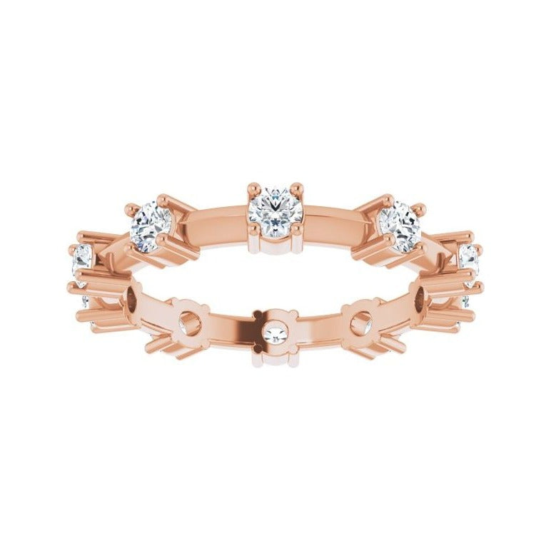 Sapphire Row Natural Diamond Knife-Edge Eternity Band - 14K Rose Gold, 4.5 (view 3)