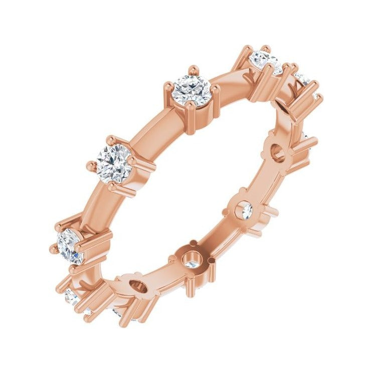 Sapphire Row Natural Diamond Knife-Edge Eternity Band - 14K Rose Gold, 5.5