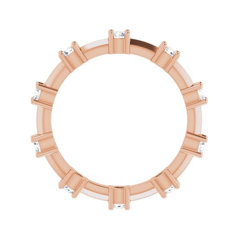 Sapphire Row Natural Diamond Knife-Edge Eternity Band - 14K Rose Gold, 5.5 (view 2)