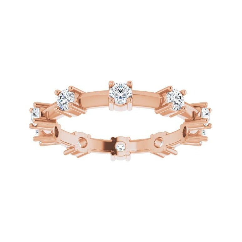 Sapphire Row Natural Diamond Knife-Edge Eternity Band - 14K Rose Gold, 5.5 (view 3)