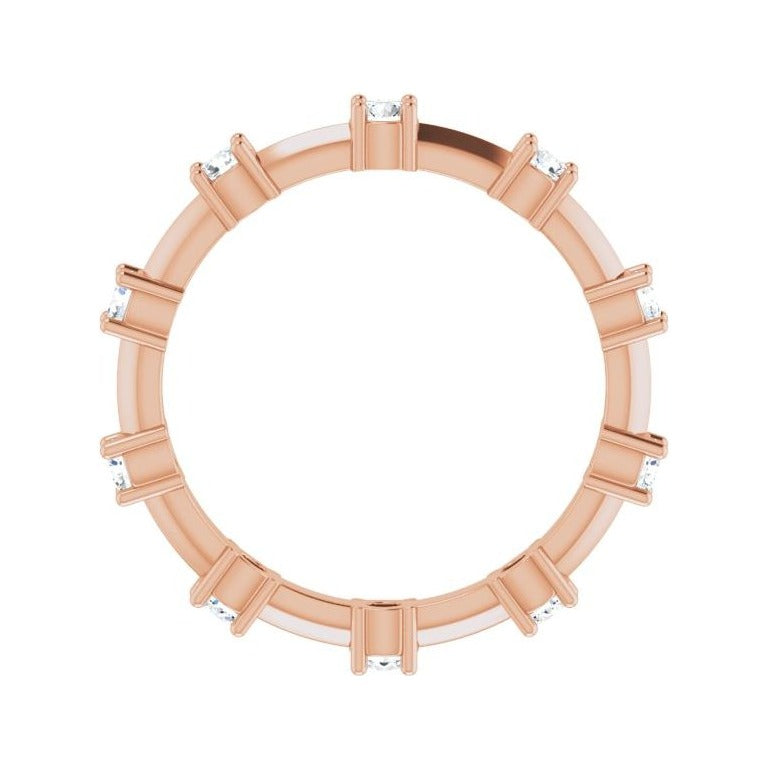 Sapphire Row Natural Diamond Knife-Edge Eternity Band - 14K Rose Gold, 6.5 (view 2)