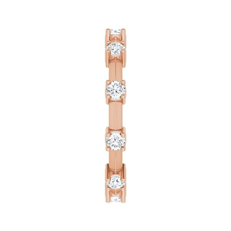 Sapphire Row Natural Diamond Knife-Edge Eternity Band - 14K Rose Gold, 6.5 (view 3)