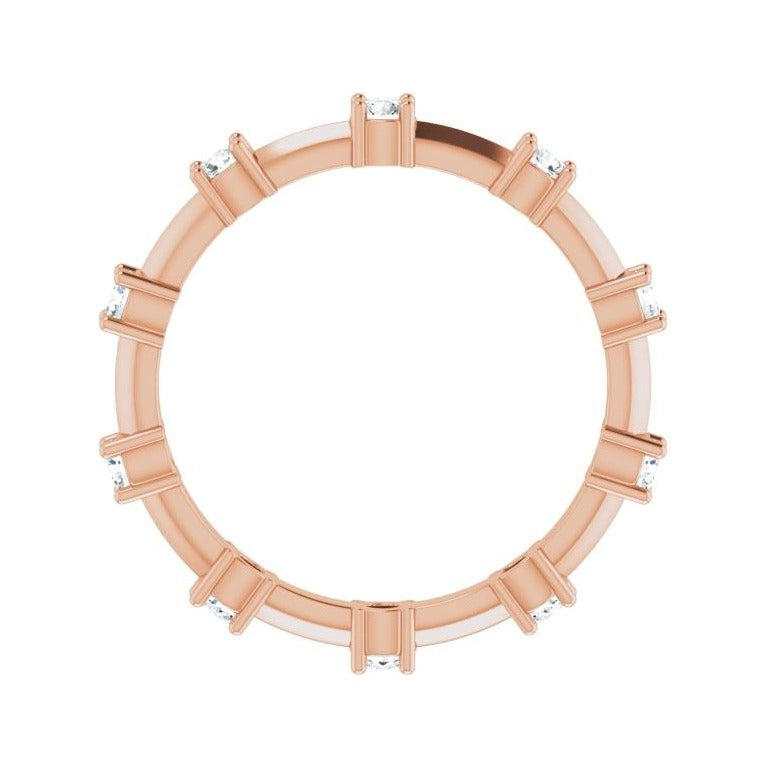 Sapphire Row Natural Diamond Knife-Edge Eternity Band - 14K Rose Gold, 7.5 (view 2)