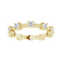 Sapphire Row Natural Diamond Knife-Edge Eternity Band - 14K Yellow Gold, 4 (view 3)