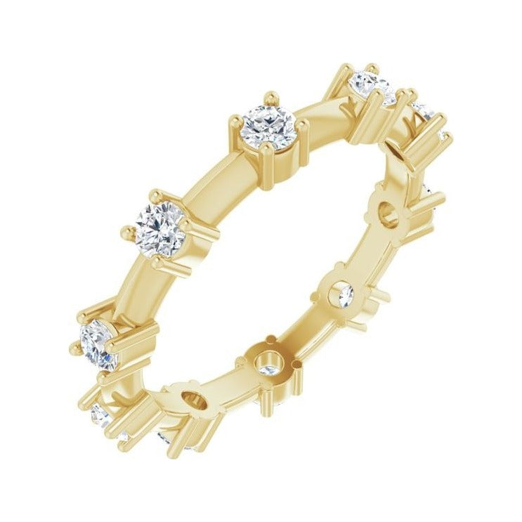 Sapphire Row Natural Diamond Knife-Edge Eternity Band - 14K Yellow Gold, 5
