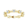 Sapphire Row Natural Diamond Knife-Edge Eternity Band - 14K Yellow Gold, 5 (view 3)