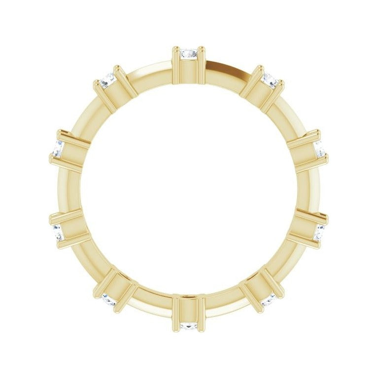 Sapphire Row Natural Diamond Knife-Edge Eternity Band - 14K Yellow Gold, 6 (view 2)