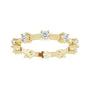 Sapphire Row Natural Diamond Knife-Edge Eternity Band - 14K Yellow Gold, 6 (view 3)