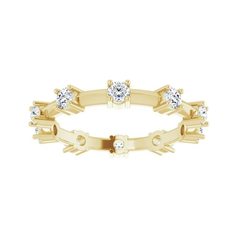 Sapphire Row Natural Diamond Knife-Edge Eternity Band - 14K Yellow Gold, 6 (view 3)