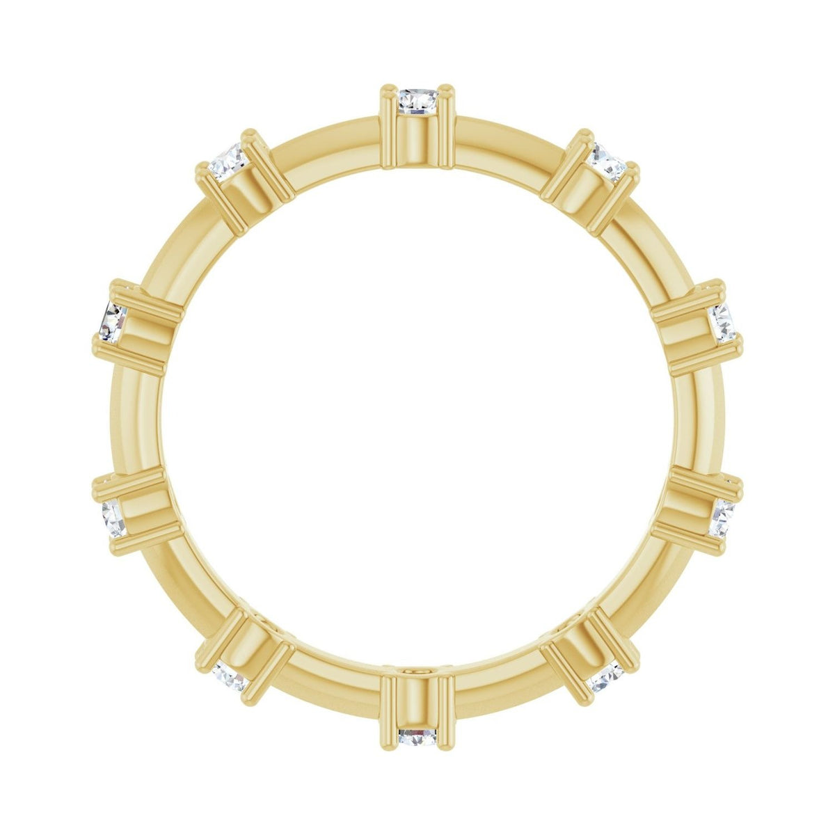 Sapphire Row Natural Diamond Knife-Edge Eternity Band - 14K Yellow Gold, 7 (view 2)