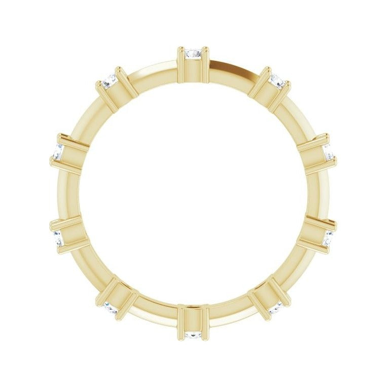 Sapphire Row Natural Diamond Knife-Edge Eternity Band - 14K Yellow Gold, 8 (view 2)