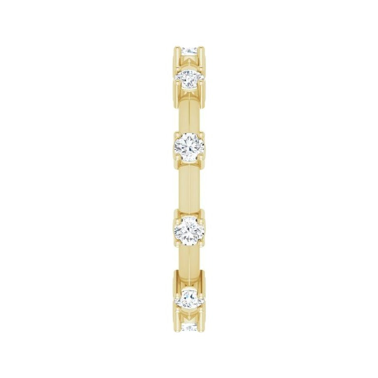 Sapphire Row Natural Diamond Knife-Edge Eternity Band - 14K Yellow Gold, 8 (view 3)