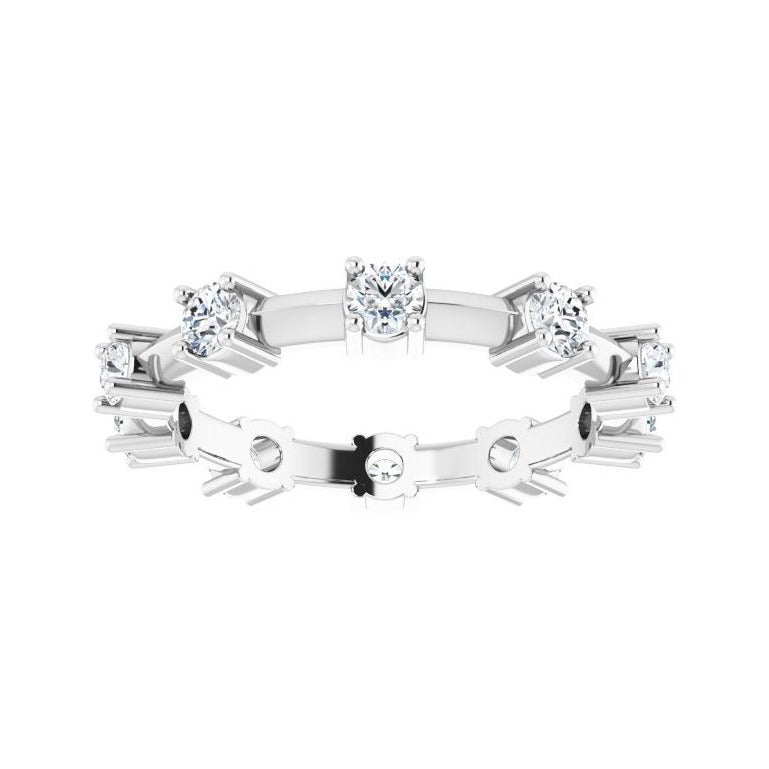 Sapphire Row Natural Diamond Knife-Edge Eternity Band - Platinum, 4 (view 3)