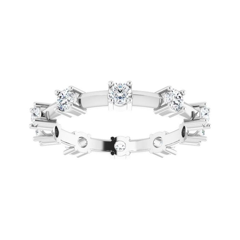Sapphire Row Natural Diamond Knife-Edge Eternity Band - Platinum, 5 (view 3)