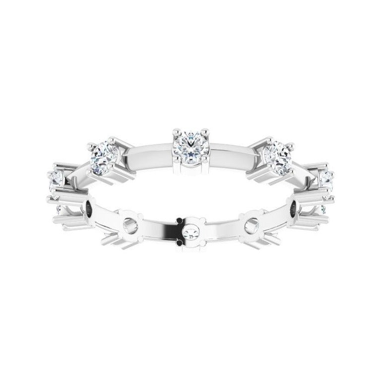 Sapphire Row Natural Diamond Knife-Edge Eternity Band - Platinum, 6 (view 3)