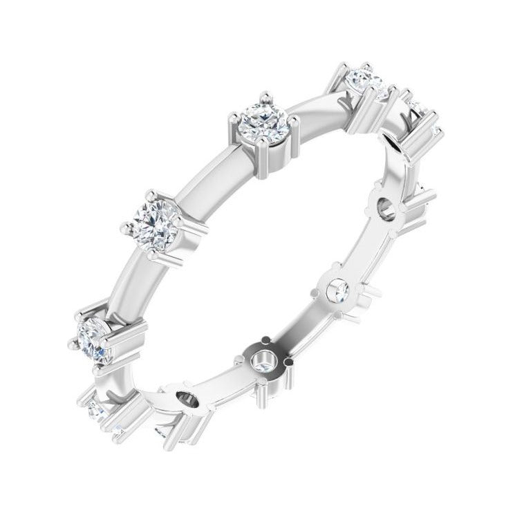Sapphire Row Natural Diamond Knife-Edge Eternity Band - Platinum, 8