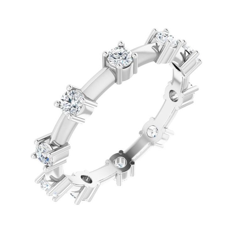 Sapphire Row Natural Diamond Knife-Edge Eternity Band - Platinum, 5.5