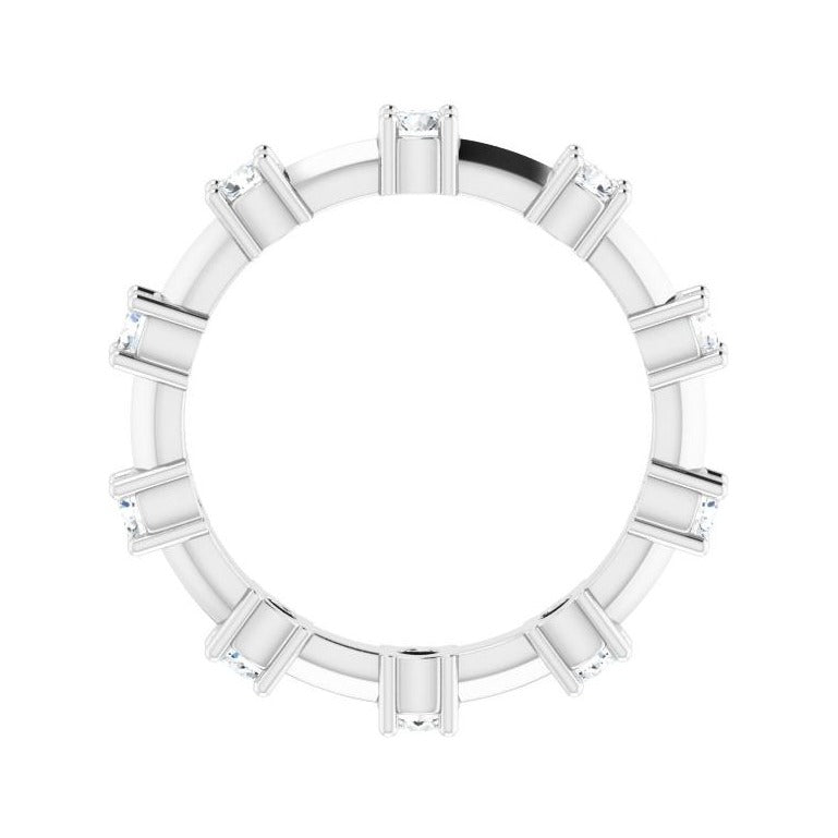 Sapphire Row Natural Diamond Knife-Edge Eternity Band - 14K White Gold, 4 (view 2)