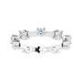 Sapphire Row Natural Diamond Knife-Edge Eternity Band - 14K White Gold, 4 (view 3)