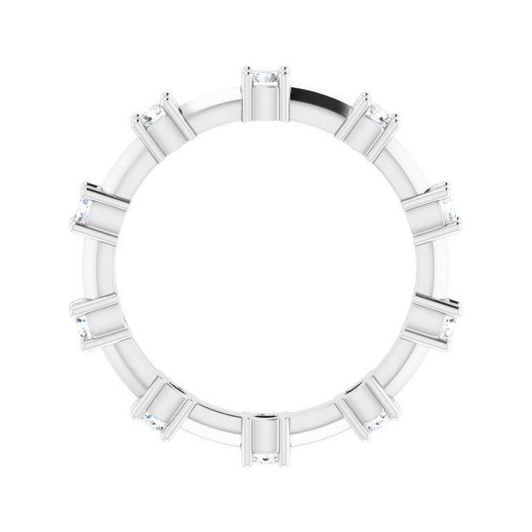 Sapphire Row Natural Diamond Knife-Edge Eternity Band - 14K White Gold, 5 (view 2)