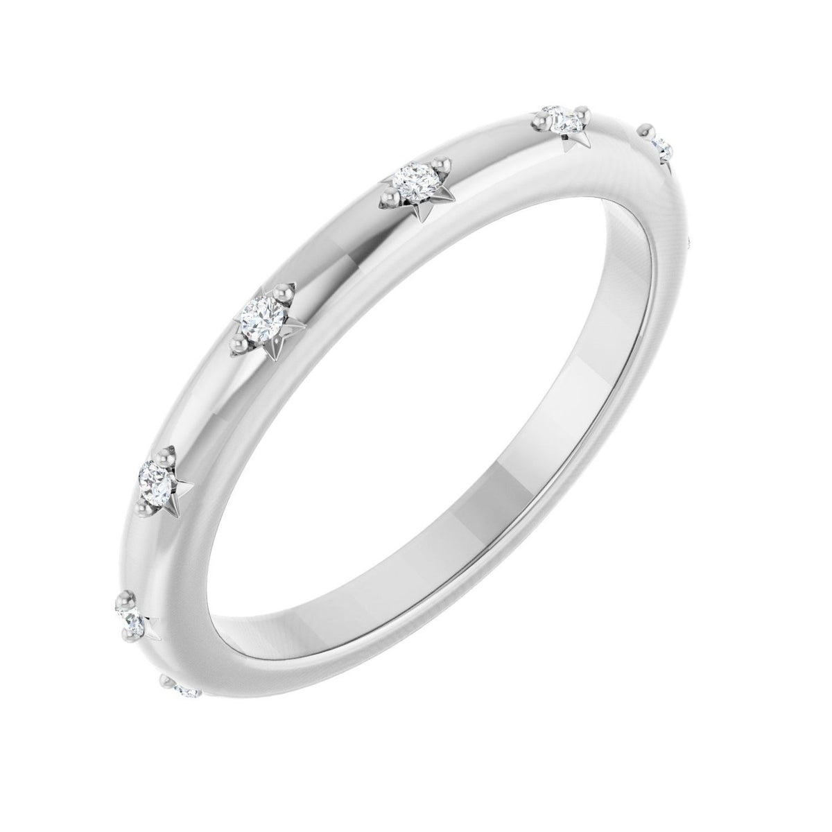 Sapphire Row Natural Diamond Celestial Eternity Band - 14K White Gold, 1.1 mm, 4.5