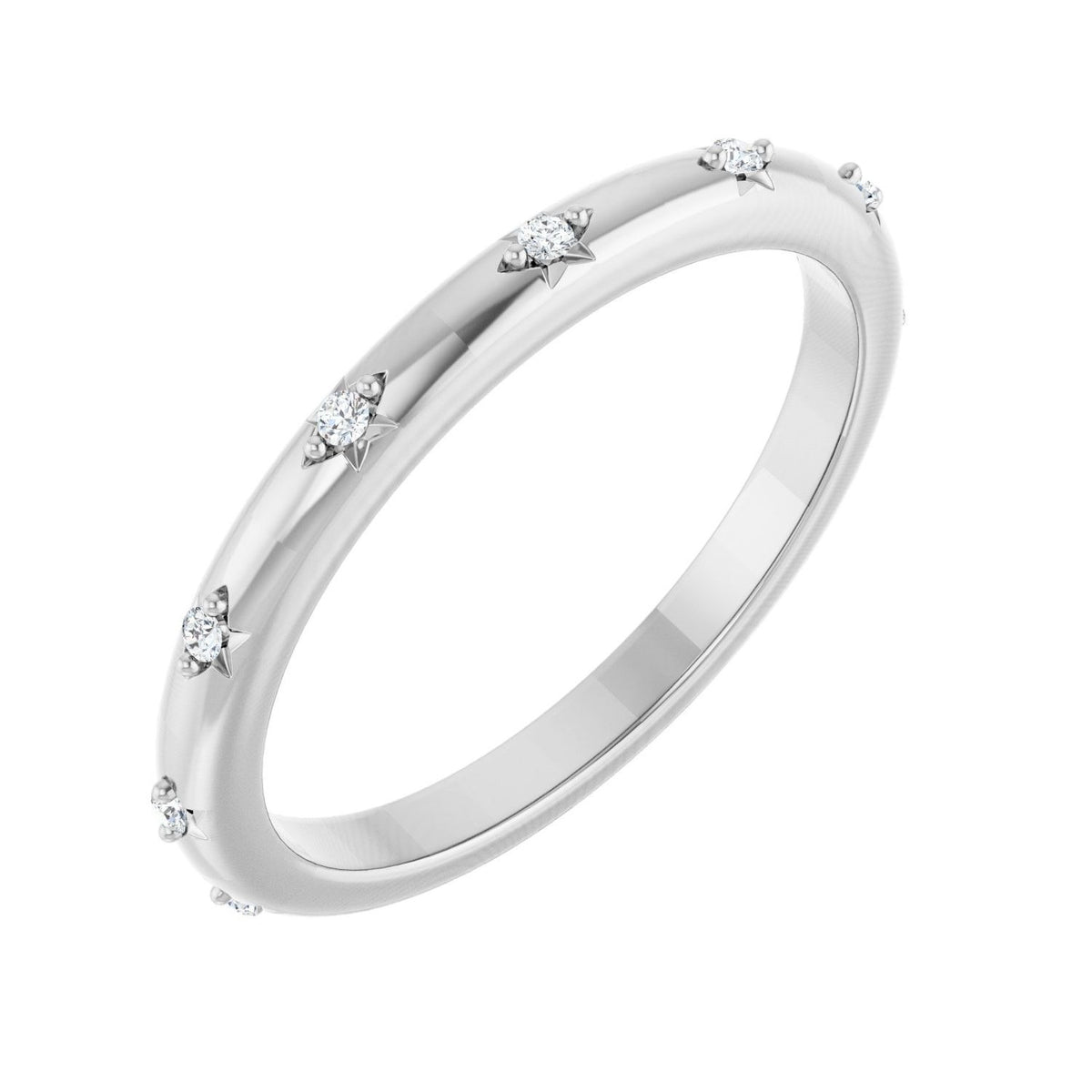 Sapphire Row Natural Diamond Celestial Eternity Band - 14K White Gold, 1.1 mm, 6.5