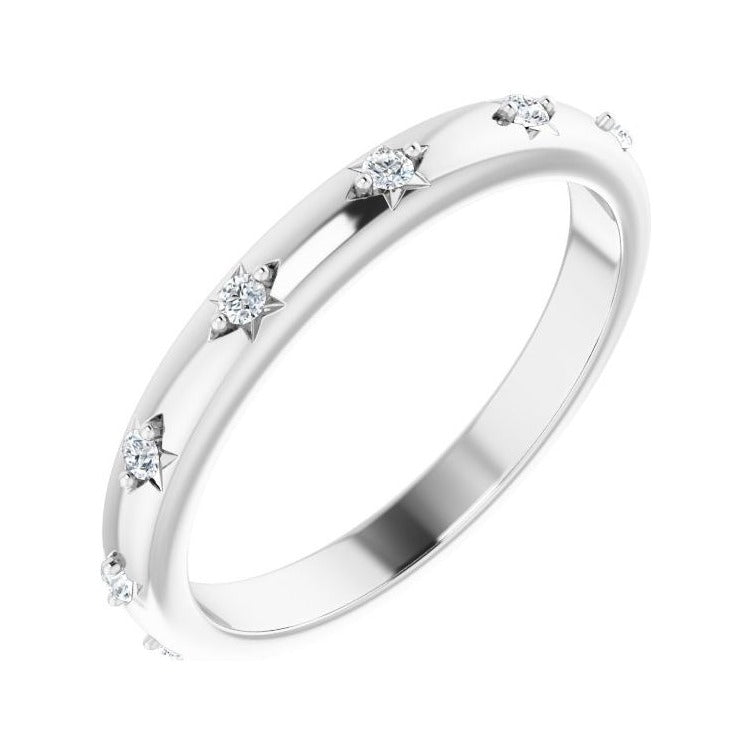 Sapphire Row Natural Diamond Celestial Eternity Band - 14K White Gold, 1.5 mm, 7.5