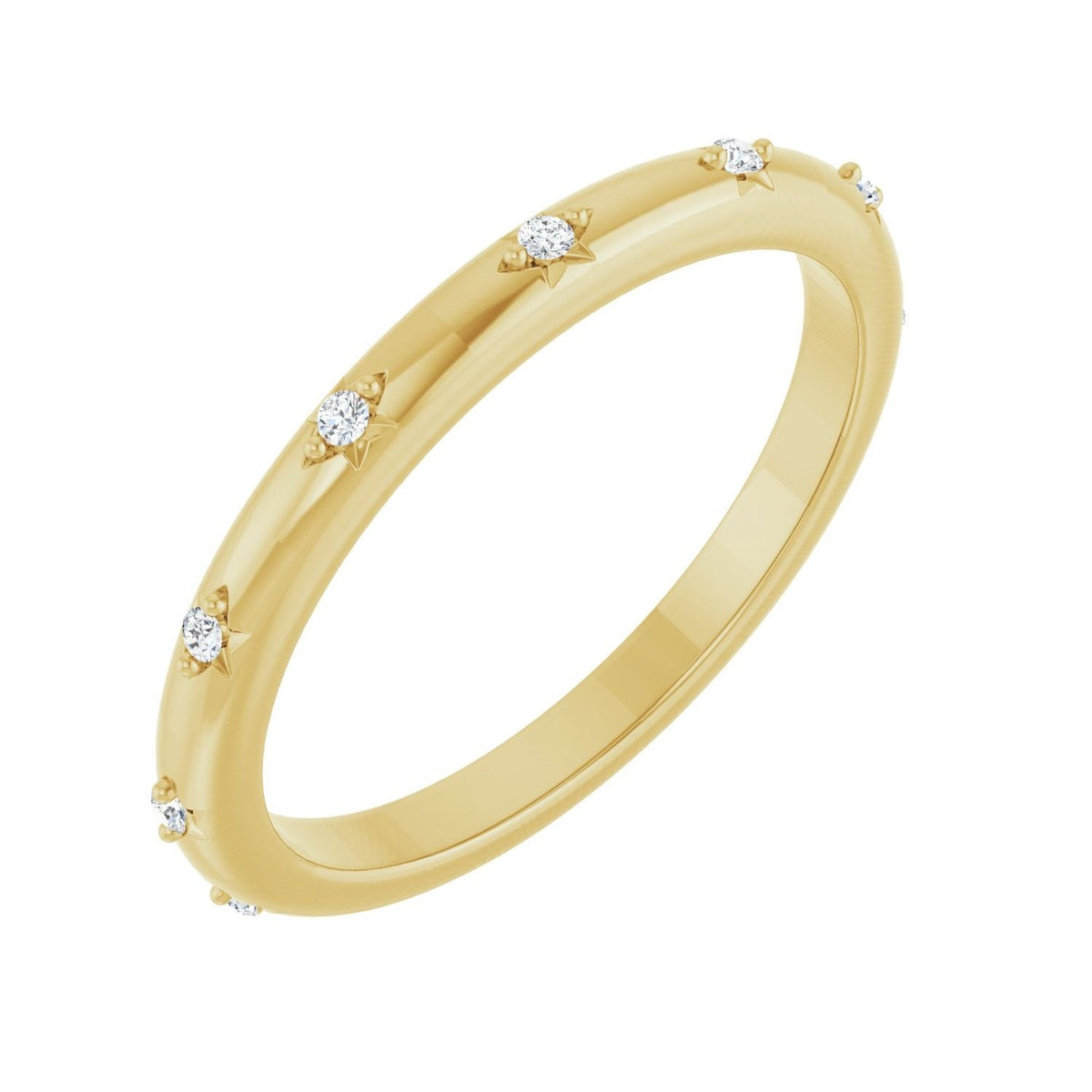 Sapphire Row Natural Diamond Celestial Eternity Band - 14K Yellow Gold, 1.1 mm, 6.5