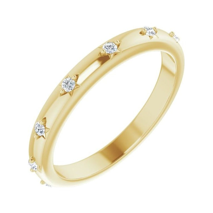 Sapphire Row Natural Diamond Celestial Eternity Band - 14K Yellow Gold, 1.5 mm, 7.5