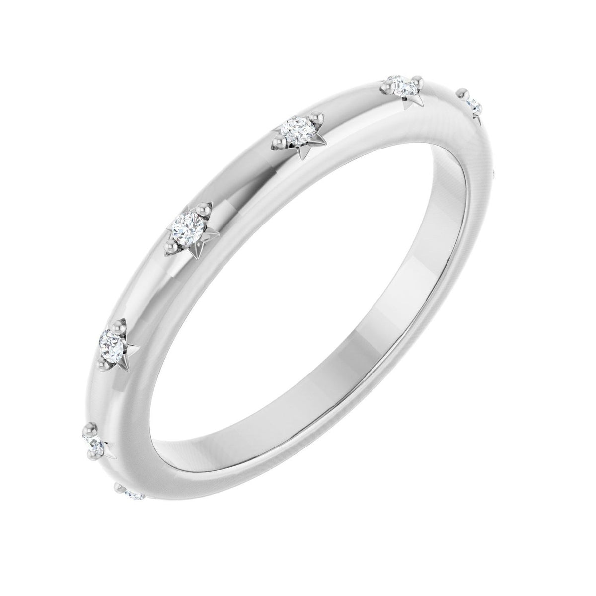 Sapphire Row Natural Diamond Celestial Eternity Band - 14K White Gold, 1.1 mm, 4