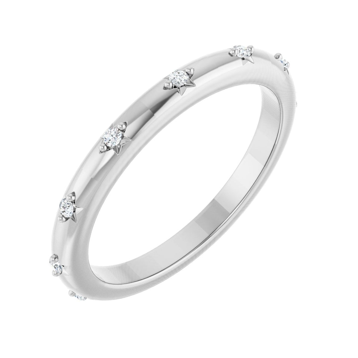 Sapphire Row Natural Diamond Celestial Eternity Band - 14K White Gold, 1.1 mm, 5